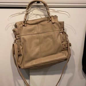 Like New Tan Satchel with shoulder strap and gold hardware.